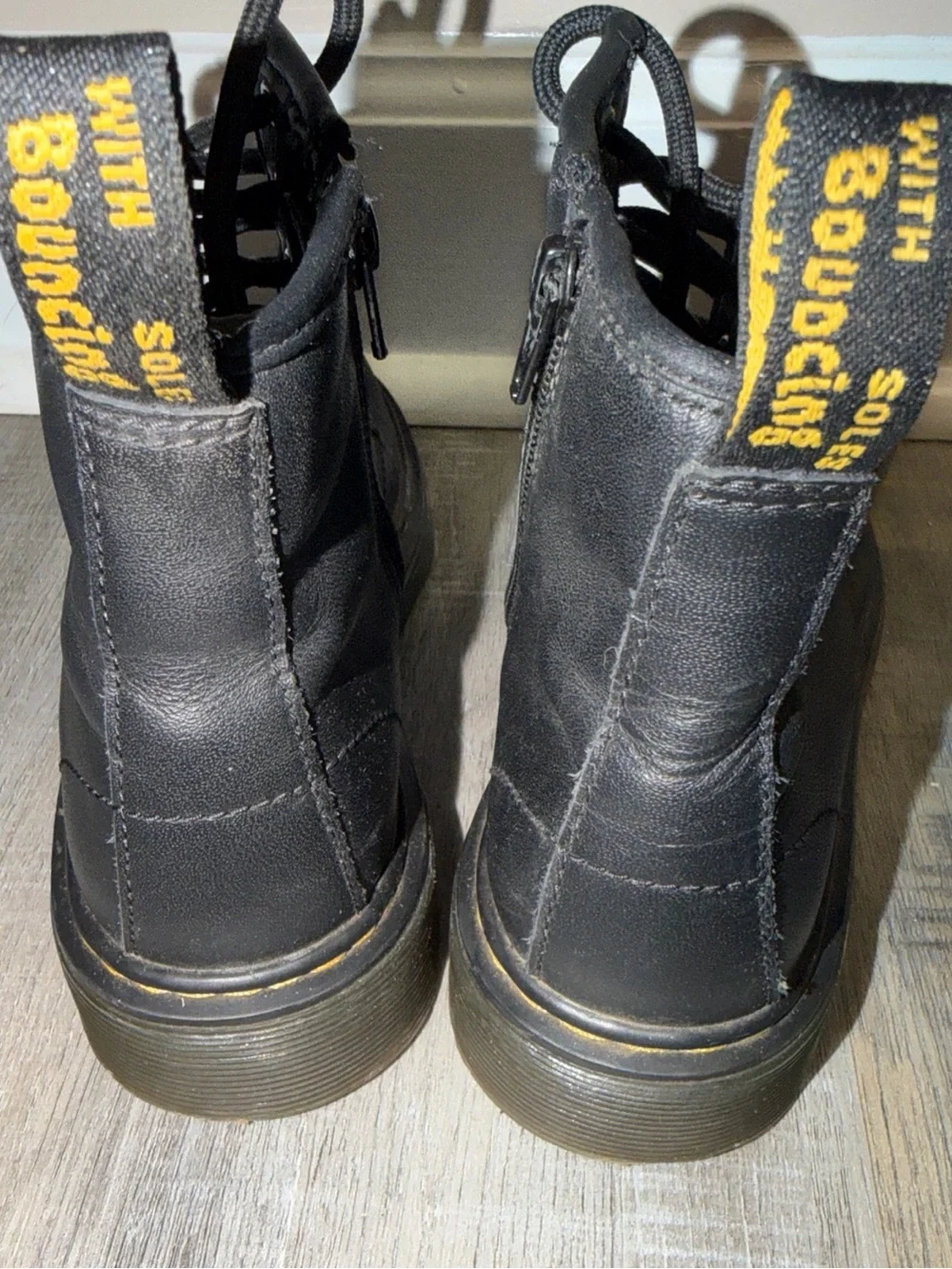 Dr. Martens Black Leather Kids Lace-Up Ankle Boots